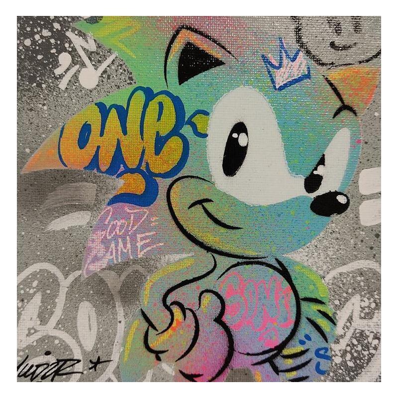 Painting Sonic by Lemoine Mael | Painting Pop-art Pop icons Graffiti Acrylic