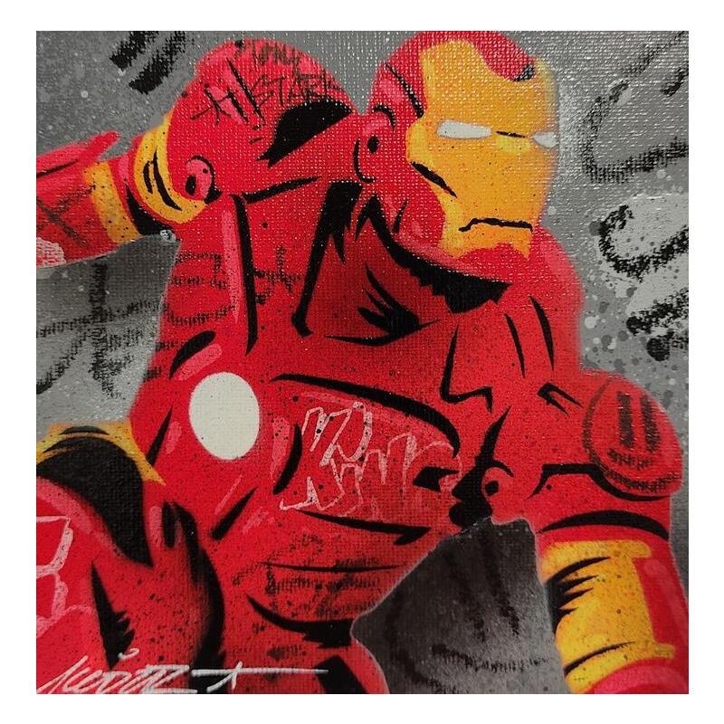 Gemälde Iron Man von Lemoine Mael | Gemälde Pop-Art Pop-Ikonen Graffiti Acryl