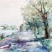 Painting Promenade des gabares by Gutierrez | Painting Impressionism Landscapes Urban Watercolor