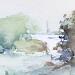 Painting Promenade des gabares by Gutierrez | Painting Impressionism Landscapes Urban Watercolor