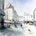 Gemälde La rue du commerce à Tours von Gutierrez | Gemälde Impressionismus Urban Aquarell