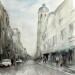 Painting La rue des halles à Tours by Gutierrez | Painting Impressionism Urban Watercolor