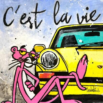 Peinture La Panthère rose, c'est la vie par Cornée Patrick | Tableau Pop-art Graffiti, Huile Cinéma, Enfant, Icones Pop