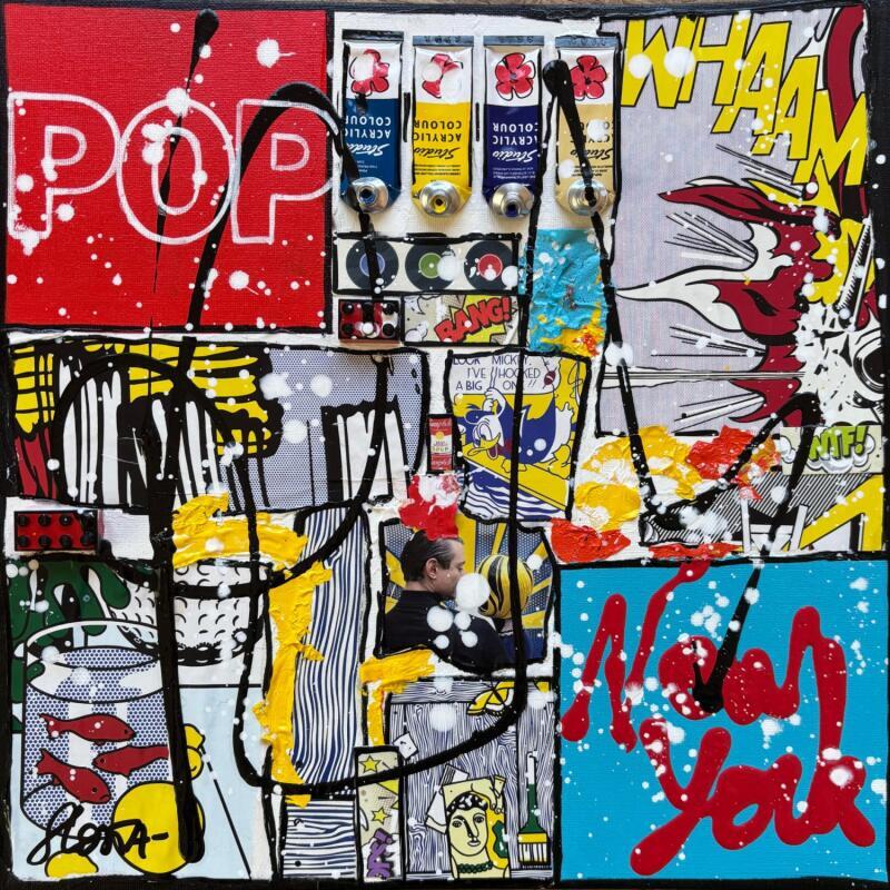 Painting POP NY (R. Lichtenstein) by Costa Sophie | Painting Pop-art Pop icons Acrylic Gluing Upcycling