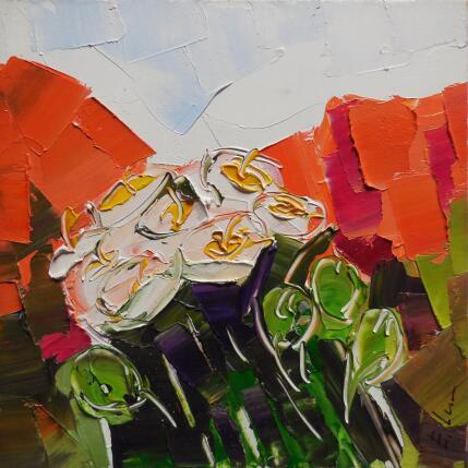 Painting Saguaro Cactus Flowers by Lunetskaya Elena | Painting Figurative Oil Landscapes, Minimalist, Nature