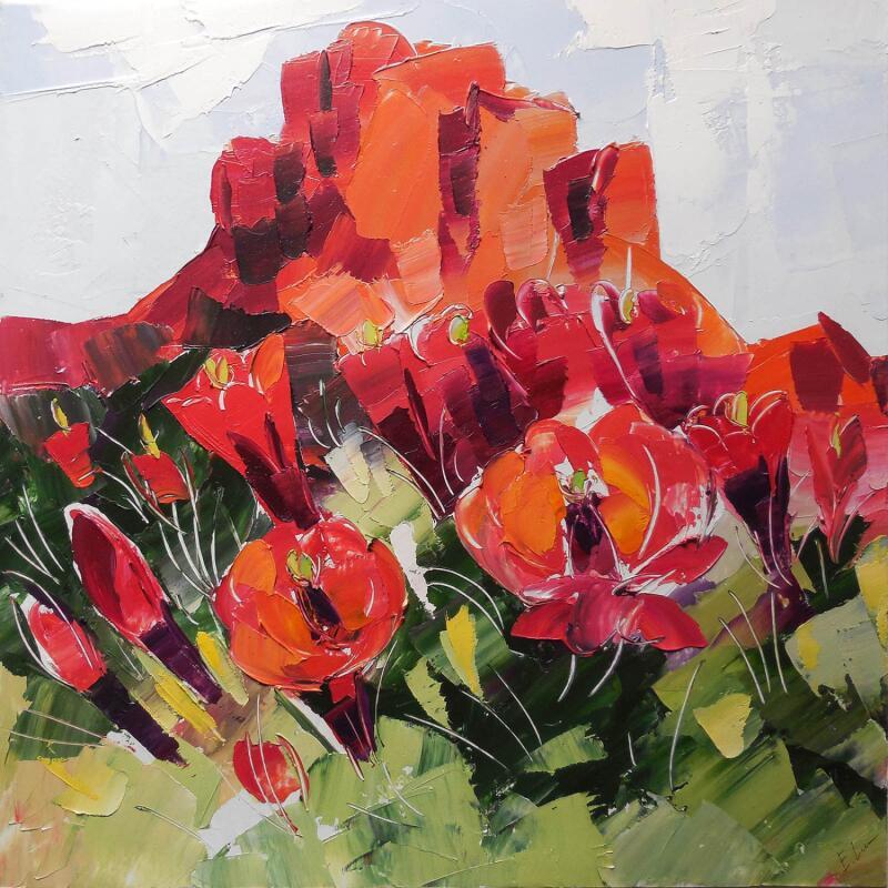 Painting Red Desert by Lunetskaya Elena | Painting Figurative Landscapes Nature Cardboard Oil