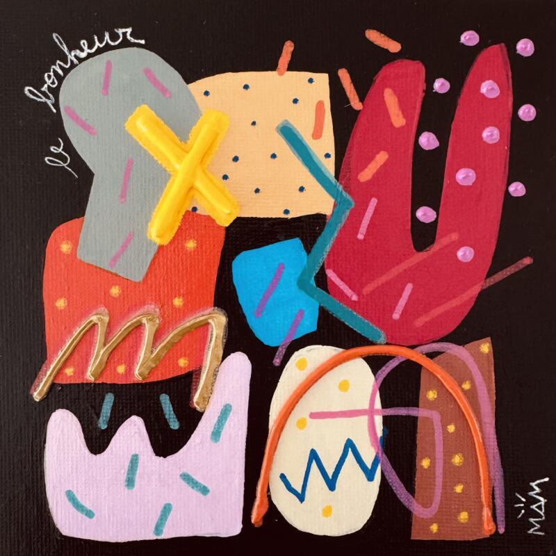 Gemälde BONHEUR von Mam | Gemälde Abstrakt Pop-Ikonen Minimalistisch Acryl