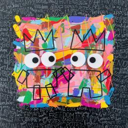 Painting YOUPI POTES by Mam | Painting Pop-art Acrylic Black & White, Minimalist, Pop icons