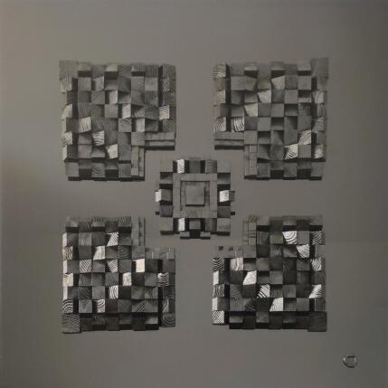 Painting Fukaya by Bauquel Véronique | Painting Abstract Acrylic, Gluing, Wood Minimalist