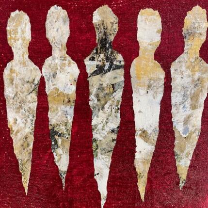 Peinture Cinabre blanc par Rocco Sophie | Tableau Art Singulier Acrylique, Collage Minimaliste