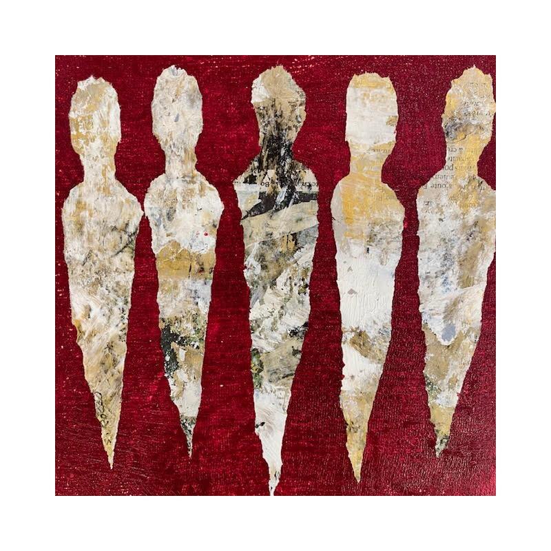 Painting Cinabre blanc by Rocco Sophie | Painting Raw art Minimalist Acrylic Gluing