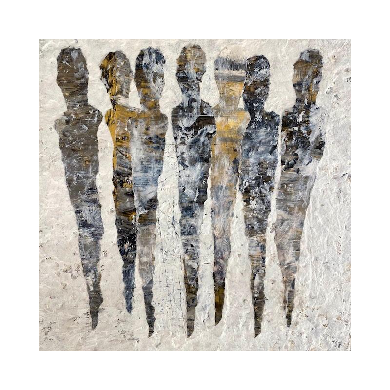 Peinture Le monde par Rocco Sophie | Tableau Art Singulier Minimaliste Acrylique Collage