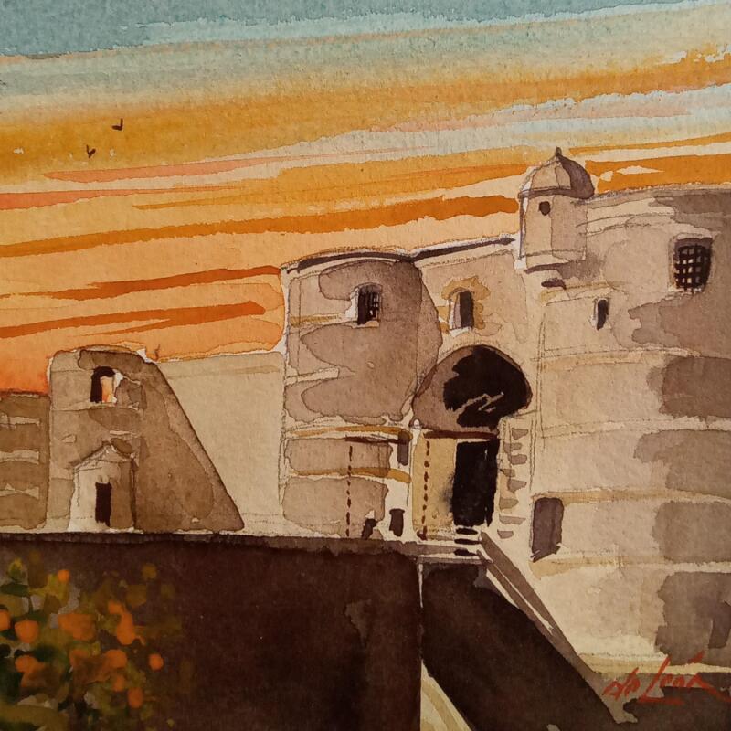 Gemälde Château  d'Angers von De León Lévi Marcelo | Gemälde Figurativ Urban Aquarell