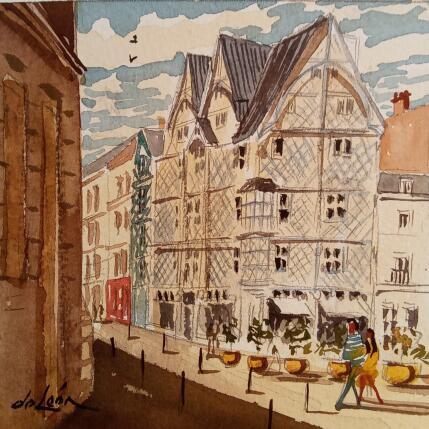 Painting À l'ombre by De León Lévi Marcelo | Painting Figurative Watercolor Urban