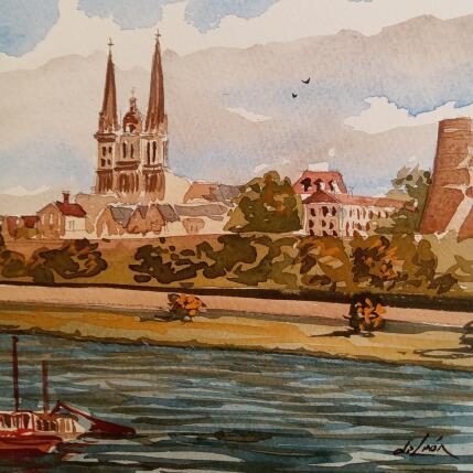 Painting Vue du port by De León Lévi Marcelo | Painting Figurative Watercolor Pop icons, Urban