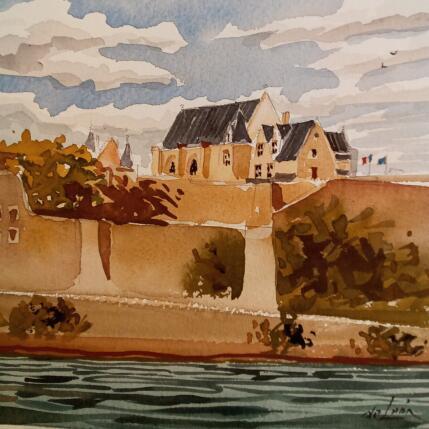 Peinture Depuis la rivière par De León Lévi Marcelo | Tableau Figuratif Aquarelle Urbain
