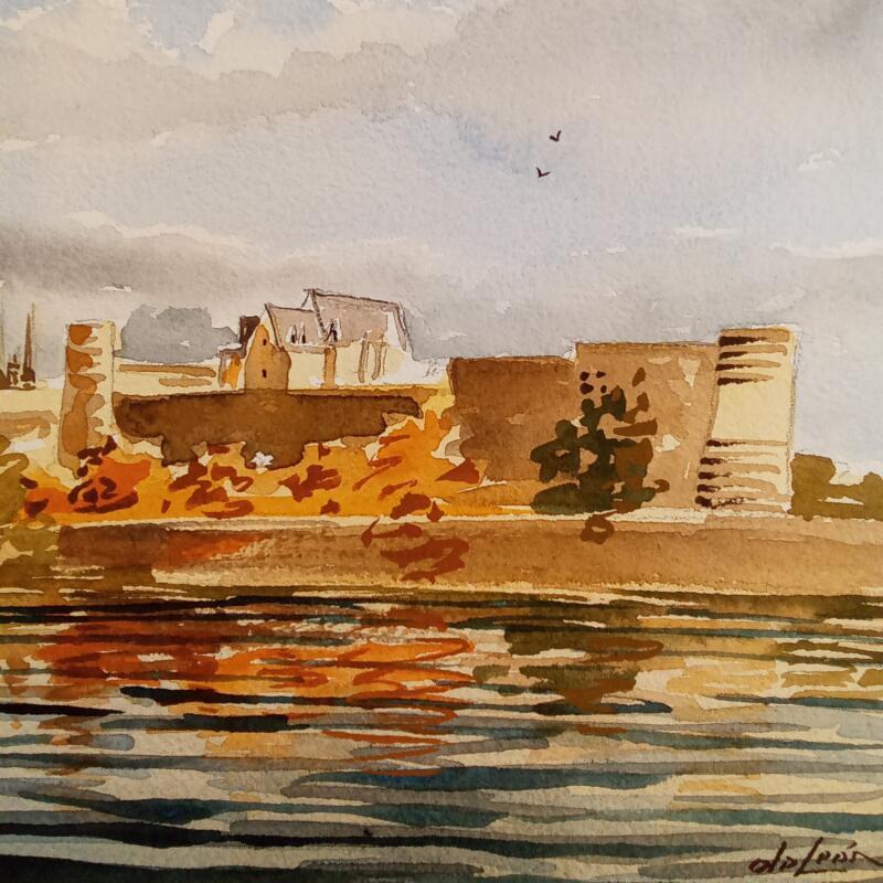 Peinture Reflets par De León Lévi Marcelo | Tableau Figuratif Urbain Aquarelle