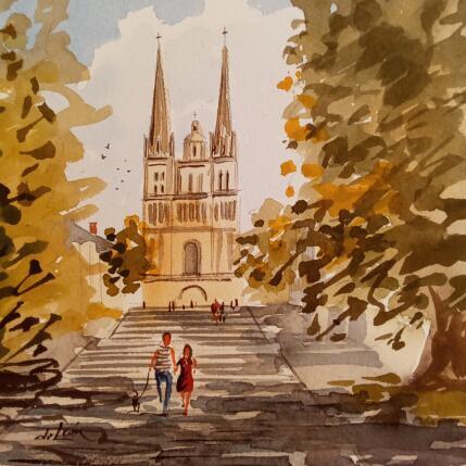 Painting Montée Saint-Maurice by De León Lévi Marcelo | Painting Figurative Watercolor Pop icons, Urban
