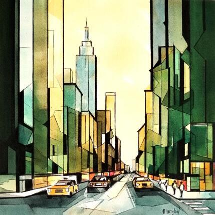 Painting New-York 2 (vert) by Langlois Jean-Luc | Painting Figurative Watercolor Urban