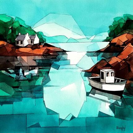 Painting Bateau de pêche by Langlois Jean-Luc | Painting Figurative Watercolor Marine