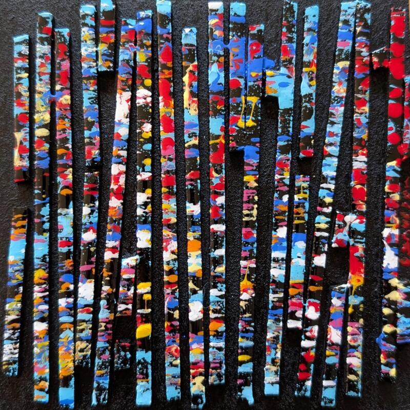 Gemälde Bc20 vibration bleu rouge von Langeron Luc | Gemälde Materialismus Holz Acryl Harz