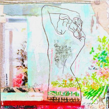 Painting PAYSAGE EMPRUNTE by Sablyne | Painting Raw art Acrylic, Cardboard, Gluing, Gold leaf, Ink, Paper, Pastel, Pigments, Upcycling, Wood Life style, Minimalist, Nature, Pop icons