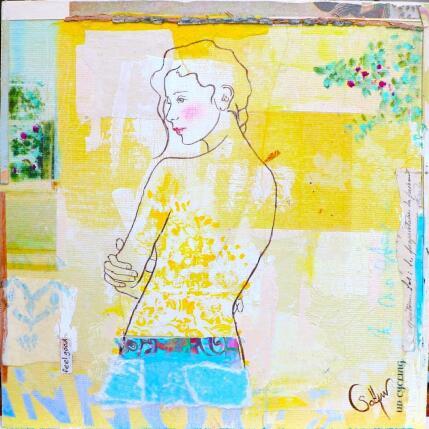 Peinture BLUE CANVAS par Sablyne | Tableau Art Singulier Acrylique, Bois, Carton, Collage, Encre, Papier, Pastel, Pigments, Upcycling Scènes de vie, Société