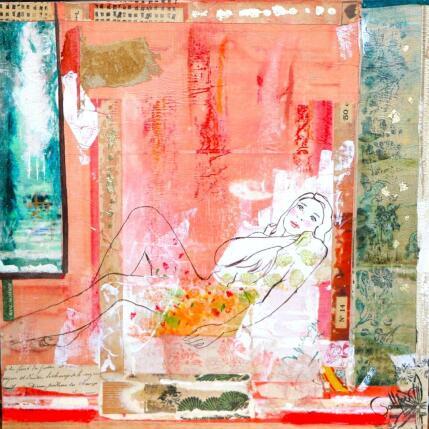 Painting MERIDIENNE by Sablyne | Painting Raw art Acrylic, Cardboard, Gluing, Gold leaf, Ink, Paper, Pastel, Pigments, Upcycling, Wood Life style