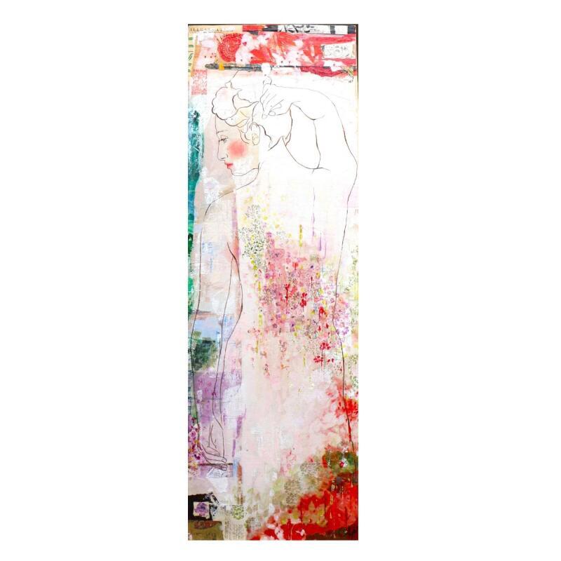 Peinture JARDIN D'HIVER par Sablyne | Tableau Art Singulier Acrylique, Bois, Carton, Collage, Encre, Feuille d'or, Papier, Pastel, Pigments, Upcycling Nature, Scènes de vie