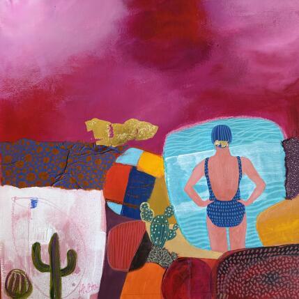 Pintura Au bord de la piscine por Lau Blou | Pintura Abstracto Acrílico, Cartón, Collage