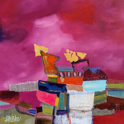 Gemälde ST25-0640 von Lau Blou | Gemälde Abstrakt Acryl, Collage, Pappe