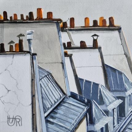 Peinture Rooftops of Paris par Rasa | Tableau Figuratif Acrylique Urbain