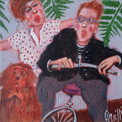 Peinture promenade sportive. par Garilli Nicole | Tableau Figuratif Acrylique Scènes de vie