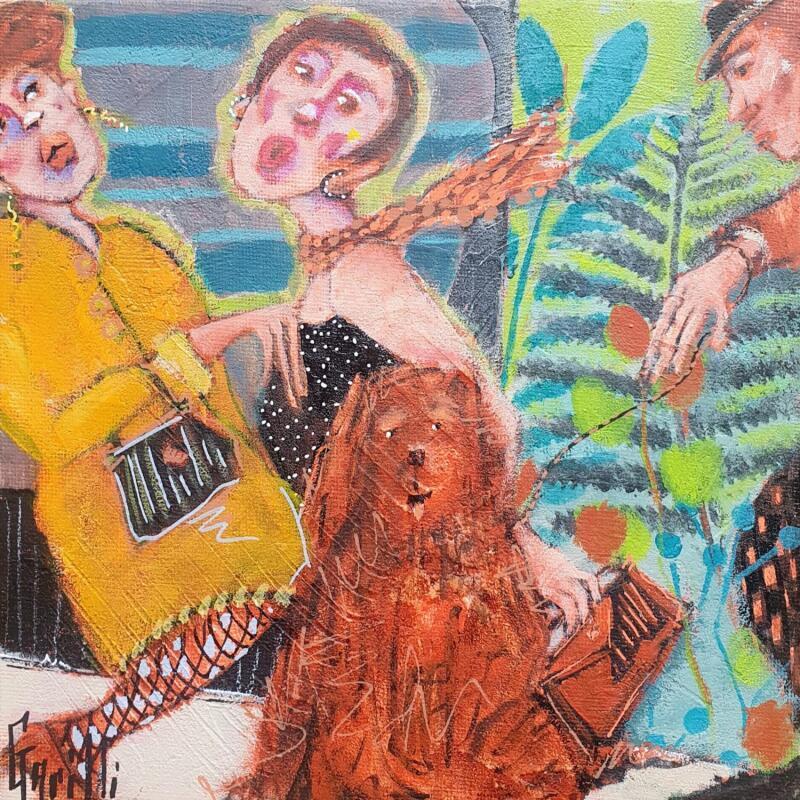 Peinture rencontre canine.  par Garilli Nicole | Tableau Figuratif Scènes de vie Acrylique