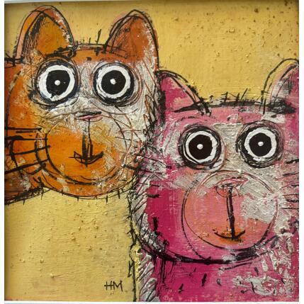 Peinture Selfie for two par Maury Hervé | Tableau Art Singulier Acrylique, Encre, Pigments, Sable Animaux
