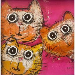 Peinture Having fun par Maury Hervé | Tableau Art Singulier Acrylique, Encre, Pigments, Sable Animaux