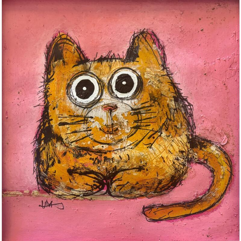 Painting So pink by Maury Hervé | Painting Raw art Animals Acrylic Ink Sand Pigments