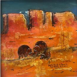 Painting At night in AZ by Maury Hervé | Painting Raw art Acrylic, Ink, Pigments, Sand Animals