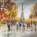 Gemälde Promenade au champ de Mars  von Lallemand Yves | Gemälde Figurativ Urban Acryl