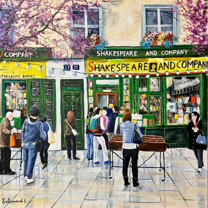 Peinture Shakespeare and Company Paris par Lallemand Yves | Tableau Figuratif Acrylique Urbain