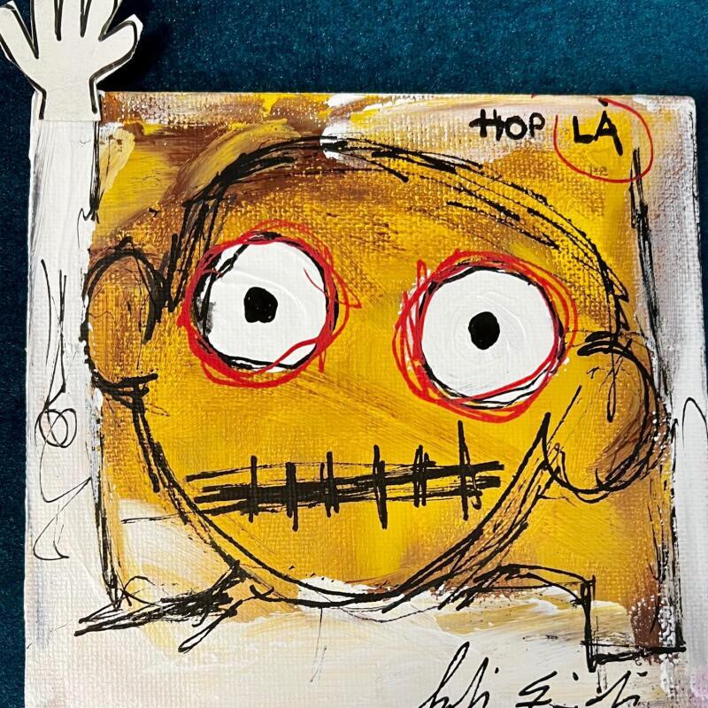 Painting HOP LÀ by Zaïdi Larbi | Painting Raw art Acrylic Posca Pastel