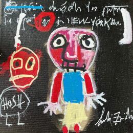 Gemälde Hush noir von Zaïdi Larbi | Gemälde Art brut Acryl, Pastell, Posca Pop-Ikonen