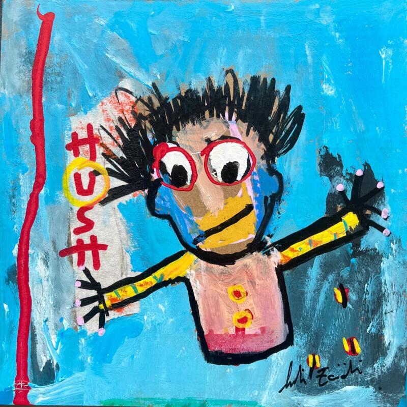 Painting Hush rouge by Zaïdi Larbi | Painting Raw art Acrylic Posca Pastel