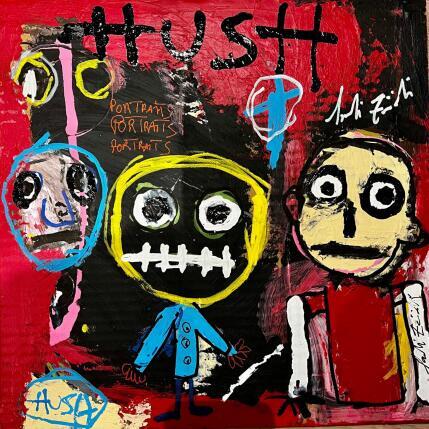 Painting HUSH 2 by Zaïdi Larbi | Painting Raw art Acrylic, Pastel, Posca