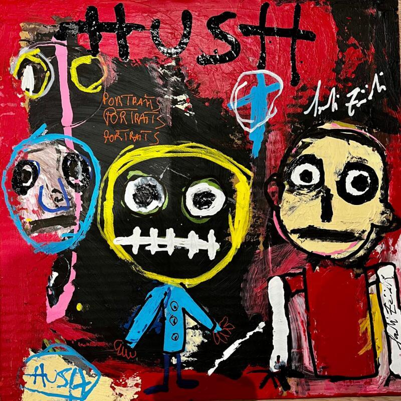 Gemälde HUSH 2 von Zaïdi Larbi | Gemälde Art brut Acryl Posca Pastell