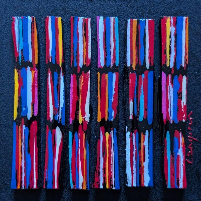 Painting Bc6 vibration rouge bleu blanc by Langeron Luc | Painting Subject matter Wood Acrylic Resin