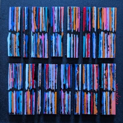 Peinture Bc16 street ocre bleu par Langeron Luc | Tableau Matiérisme Acrylique, Bois, Résine