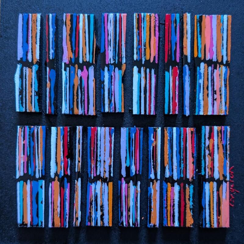 Painting Bc16 street ocre bleu by Langeron Luc | Painting Subject matter Wood Acrylic Resin