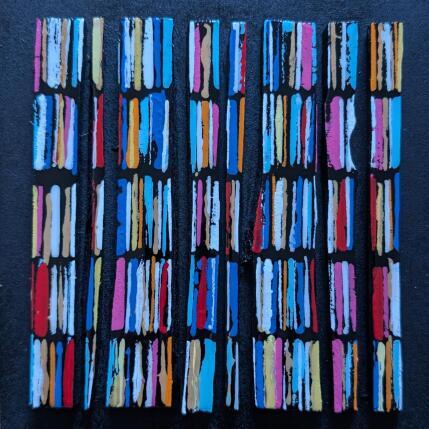 Peinture Bc7 street rouge ocre bleu par Langeron Luc | Tableau Matiérisme Acrylique, Bois, Résine