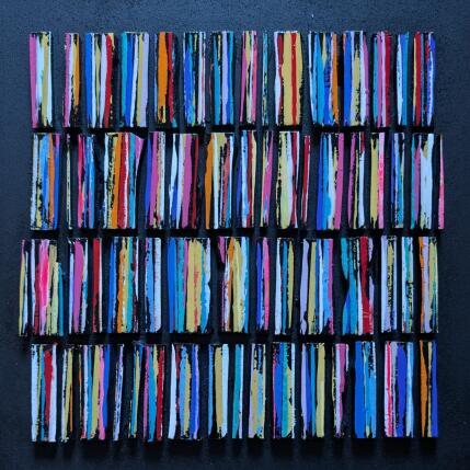 Peinture Bc20 street ocre rouge bleu par Langeron Luc | Tableau Matiérisme Acrylique, Bois, Résine